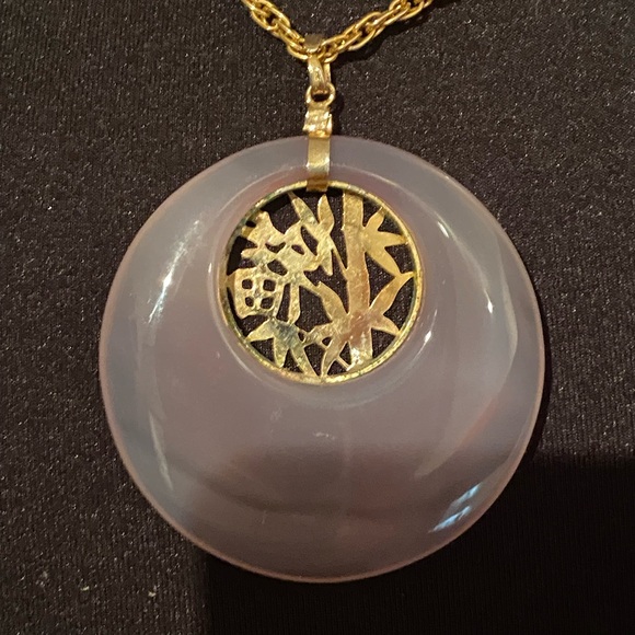 Lavender Jade Donut Bead with Gold Accent and Gold Chain - Picture 5 of 8